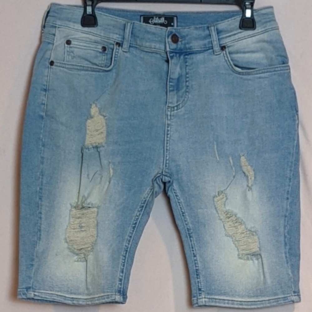 SikSilk Light Wash Distressed Jean Shorts